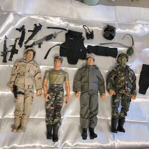 Vintage 1996 Lot Of 4 GI JOE Hasbro 12" Figures w/weapons and gear "as is"